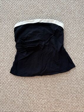 Abercrombie & Fitch Linen Black Tube Top with White Trim